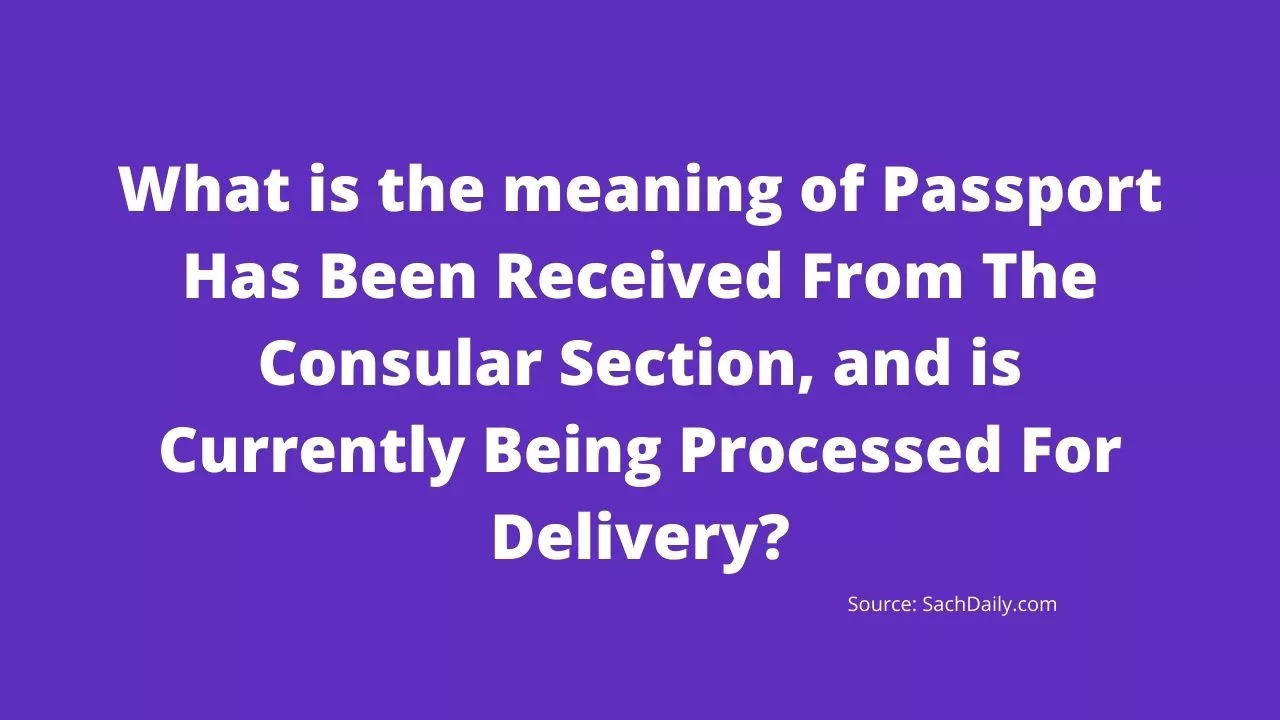 What is the meaning of Passport Has Been Received From The Consular Section, and is Currently Being Processed For Delivery?